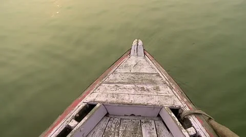 Ganges Boat Front 2 Stock Footage 10590173