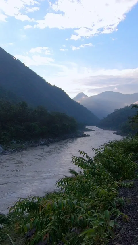 Ganges River and Himalayan Mountains in Rishikesh, India – Time-Lapse Stock Footage 345164905