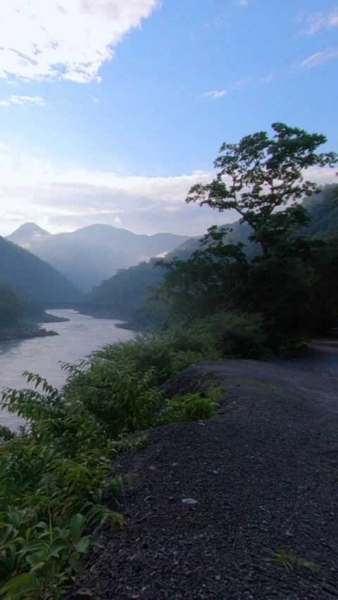 Ganges River and Himalayan Mountains in Rishikesh, India – Time-Lapse Stock Footage 345164907