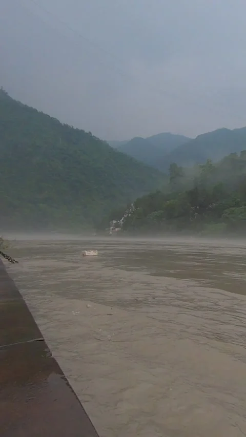 Ganges River and Himalayan Mountains in Rishikesh, India – Time-Lapse Stock Footage 345165658