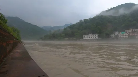 Ganges River and Himalayan Mountains in Rishikesh, India – Time-Lapse Stock Footage 345165664