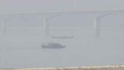 Ganges river with boats 스톡 동영상 84850798