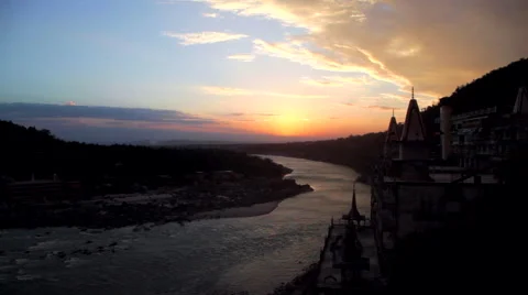 Ganges River in Rishikesh Stock Footage 41244657