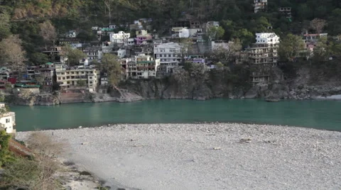 Ganges River in Rishikesh Stock Footage 41244731