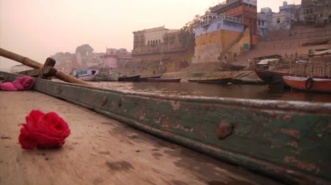 Ganges River Rowboat Varanasi Video stock 1210538