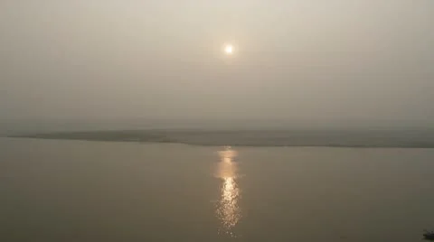 Ganges Time Lapse with Boat Stock Footage 10604221