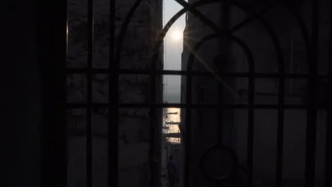 Ganges View with Rising Sun from Window Video stock 267686272