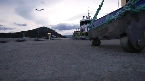 Gangplank with broken wheel Stock Footage