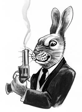 Gangster rabbit Stock Illustration