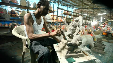 Ganpati Idol Making 库存影片 58031382