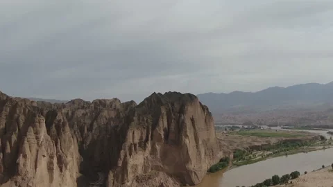GANSU, CHINA: Yellow River Stone Forest. It located in Longwan village Stock Footage 218707355