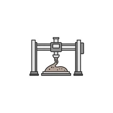 Gantry 3D printer depositing material for additive manufacturing icon Stock Illustration
