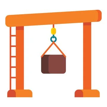 Gantry crane lifting a brown container, showing construction, engineering Stock Illustration