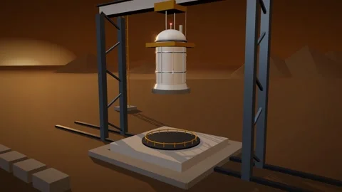 Gantry crane lowering a reactor module into its concrete well 스톡 동영상 342710640