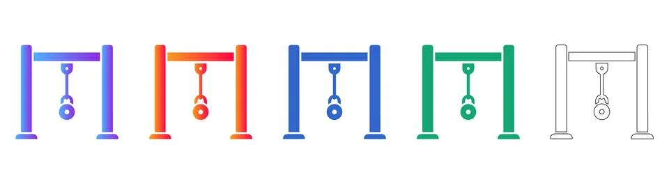 Gantry Crane System Vector Icon Set Stock Illustration
