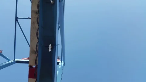 Gantry crane unloading container - bottom view  Stock Footage 88850662