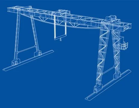 Gantry crane. Wire-frame. Vector EPS10 format Stock Illustration