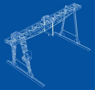 Gantry crane. Wire-frame. Vector EPS10 format Stock Illustration
