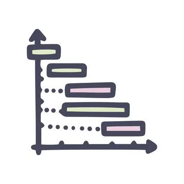 Gantt chart color vector doodle simple icon Illustrazione stock