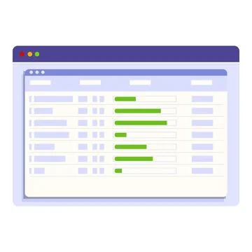 Gantt chart displaying project management progress on computer screen Illustrazione stock