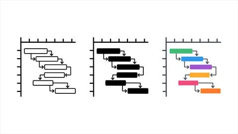 Gantt chart icon set Stock Illustration