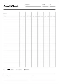 Gantt Chart Project Timeline Planner Template Stock Illustration