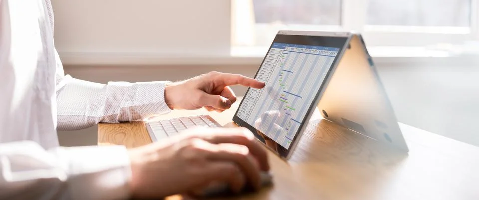 Gantt Software Project Document Plan Banner Stock Photos