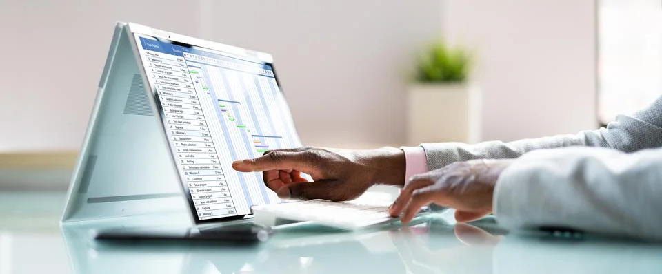 Gantt Software Project Document Plan Banner Stock Photos