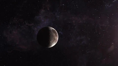 Ganymede Glacial Moon of Jupiter. A Distant Planet. Stock Footage 300381316