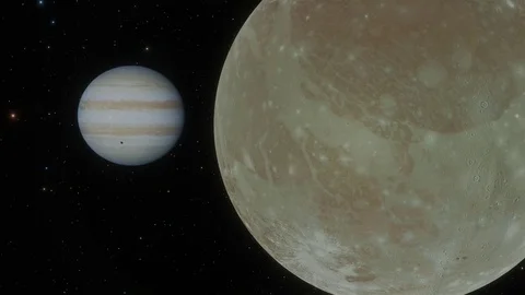 Ganymede Moon Orbits Jupiter Planet Stock Footage 84953798