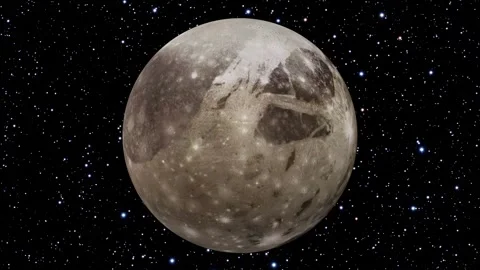 Ganymede moon spinning. Space Animation. 4K 60fps Stock Footage 314487995