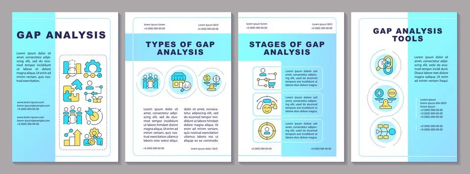 Gap analysis blue brochure layout Stock Illustration