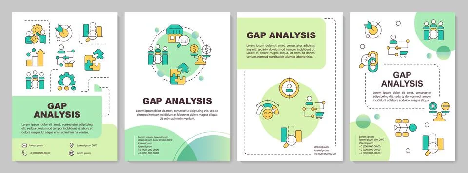 Gap analysis green circle brochure layout Stock Illustration