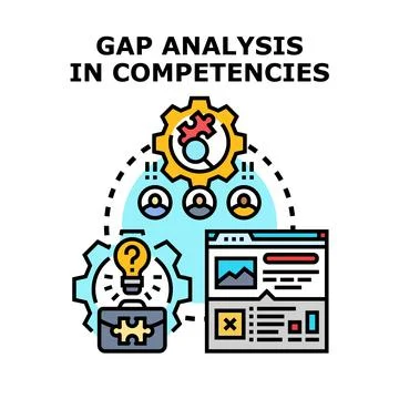 Gap analysis measuring professional skill competencies development Stock Illustration