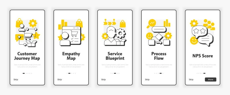 Gap analysis tools mobile onboarding screen Stock Illustration