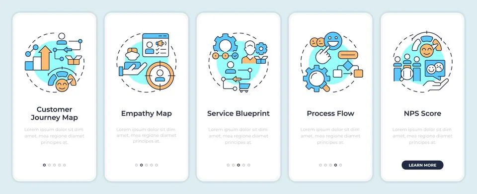 Gap analysis tools onboarding mobile app screen Stock Illustration