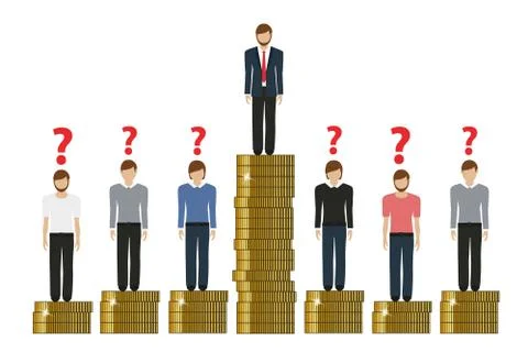 Gap between rich and poor work finance concept with coins Illustrazione stock