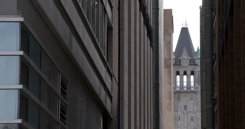Gap Between Tall Buildings 4K 23.98 Stock Footage 132821877
