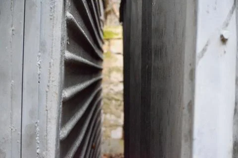 Gap between two garages. Stock Photos