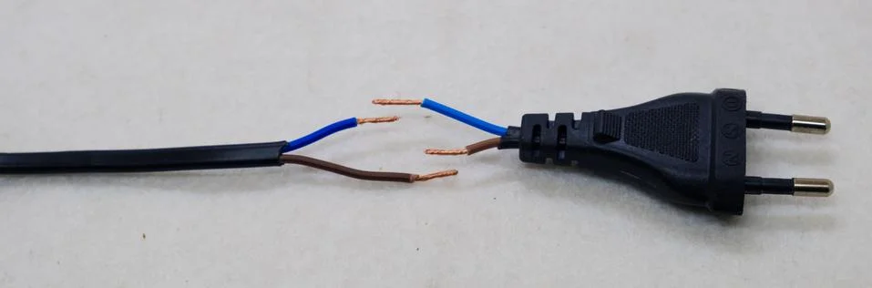 The gap of the damaged cable wire Stock Photos