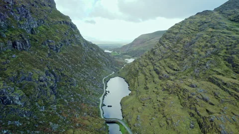 Gap of Dunloe Orbitting Drone Shot Stock Footage 333353224