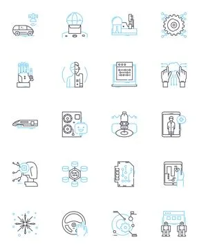 Gap linear icons set. Denim, Fashion, Casual, Classic, Wardrobe, Essentials Stock Illustration