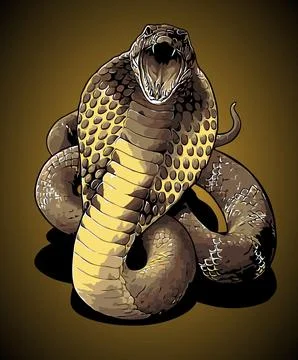 Gaping cobra front view vector template Stock Illustration