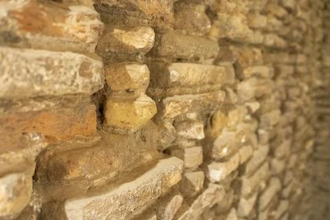A gaps in a brick of old building Fotos Stock