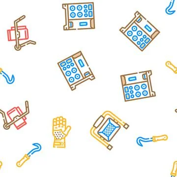 Garage accessories tool service vector seamless pattern Illustrazione stock