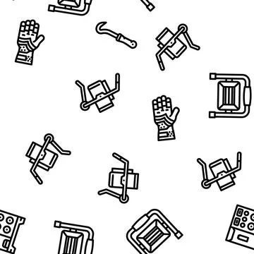 Garage accessories tool service vector seamless pattern Illustrazione stock