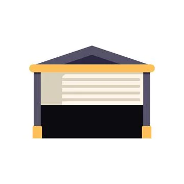 Garage building with closed roller door representing storage space Ilustración de archivo
