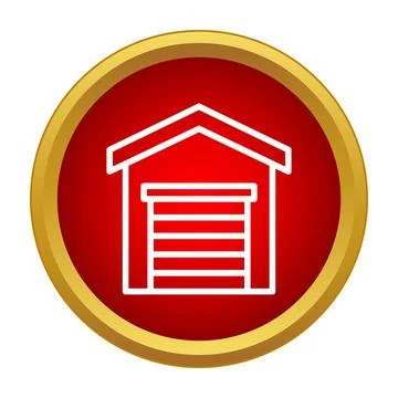 Garage building outline icon button concept Stock Illustration