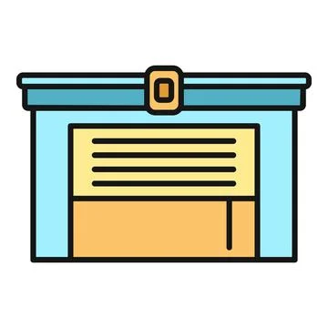 Garage building with roller shutter door icon design Illustration