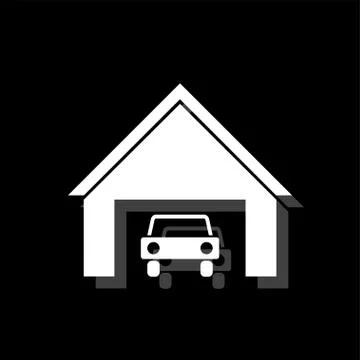 Garage car icon flat Stock Illustration